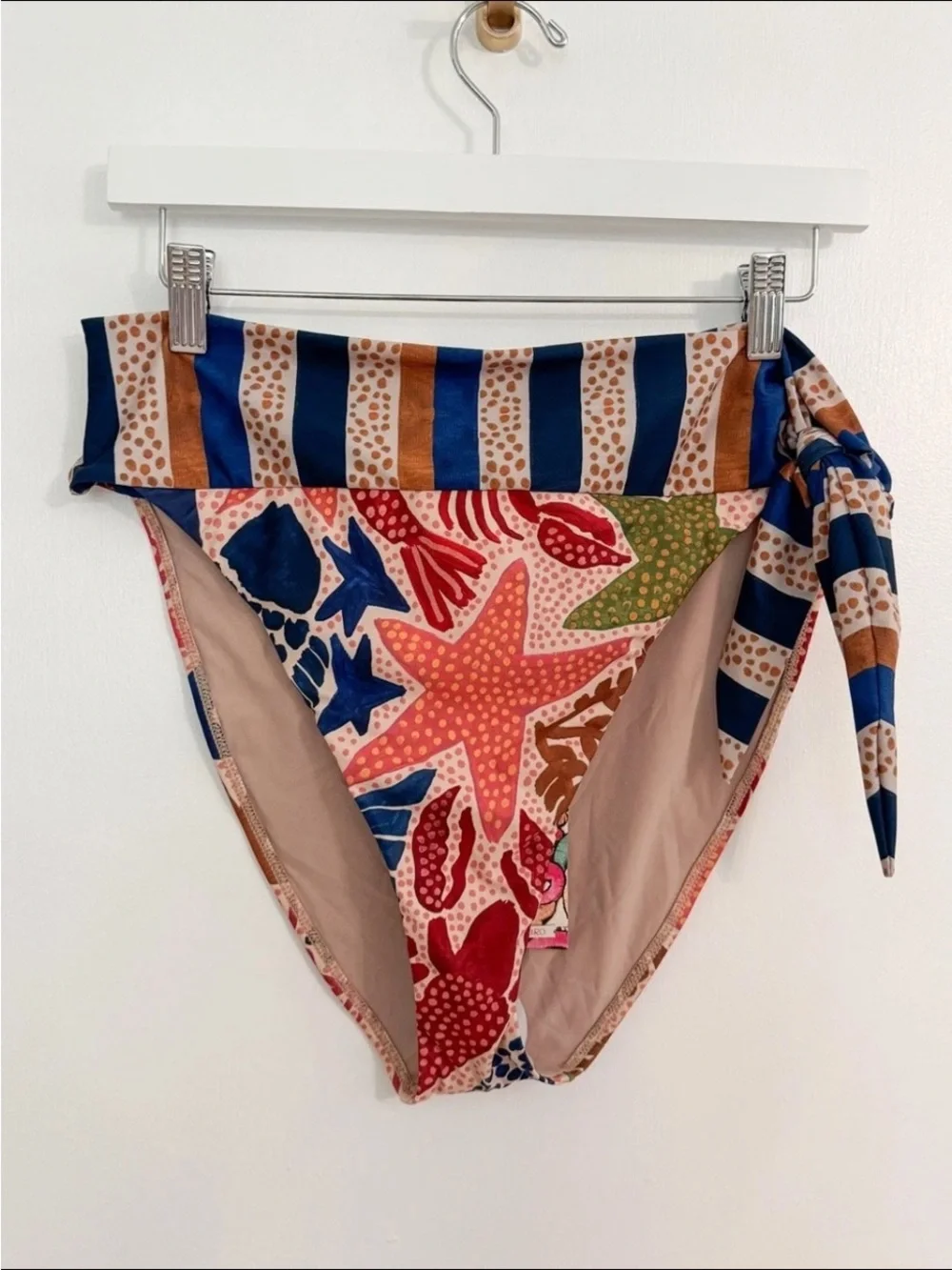 FARM Rio Blue, Orange, Green & Pink High-Waist Sea Life Bikini Bottoms